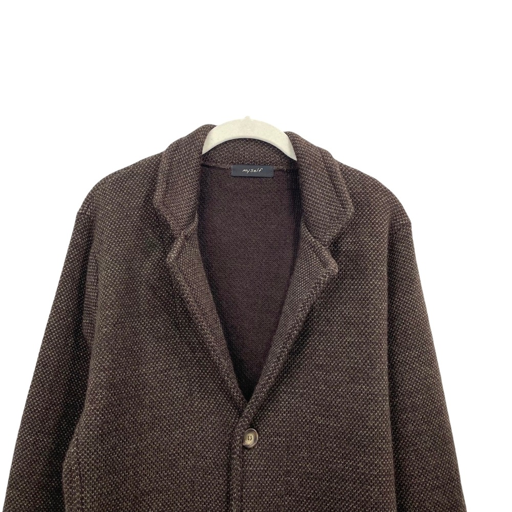 Myself wool blend knit slim sport coat blazer sweater Size M brown made in Italy - Picture 3 of 7